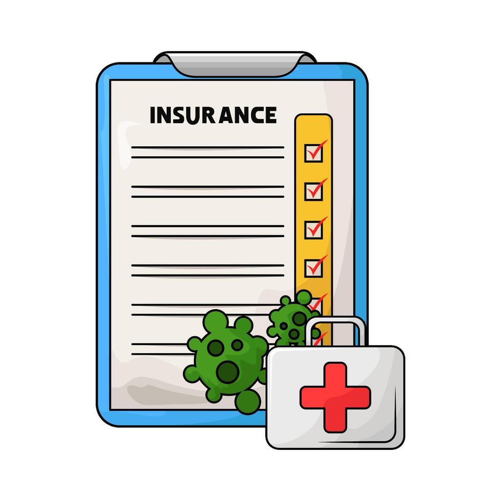 illustration of medical insurance with first aid kit vector
