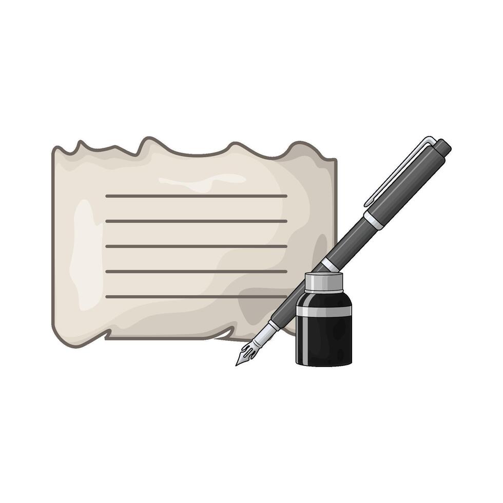torn paper with fountain pen vector