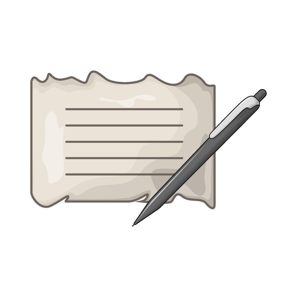 illustration of torn paper with pen vector