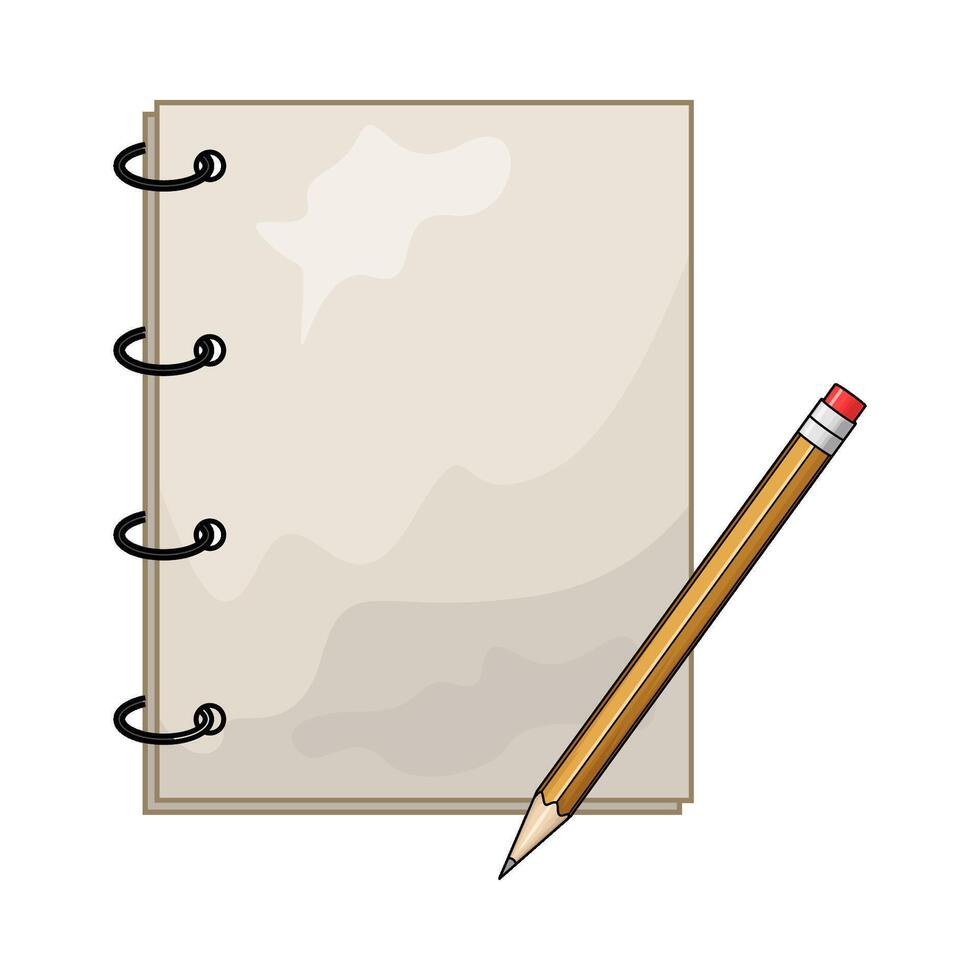 notebook with pencil vector