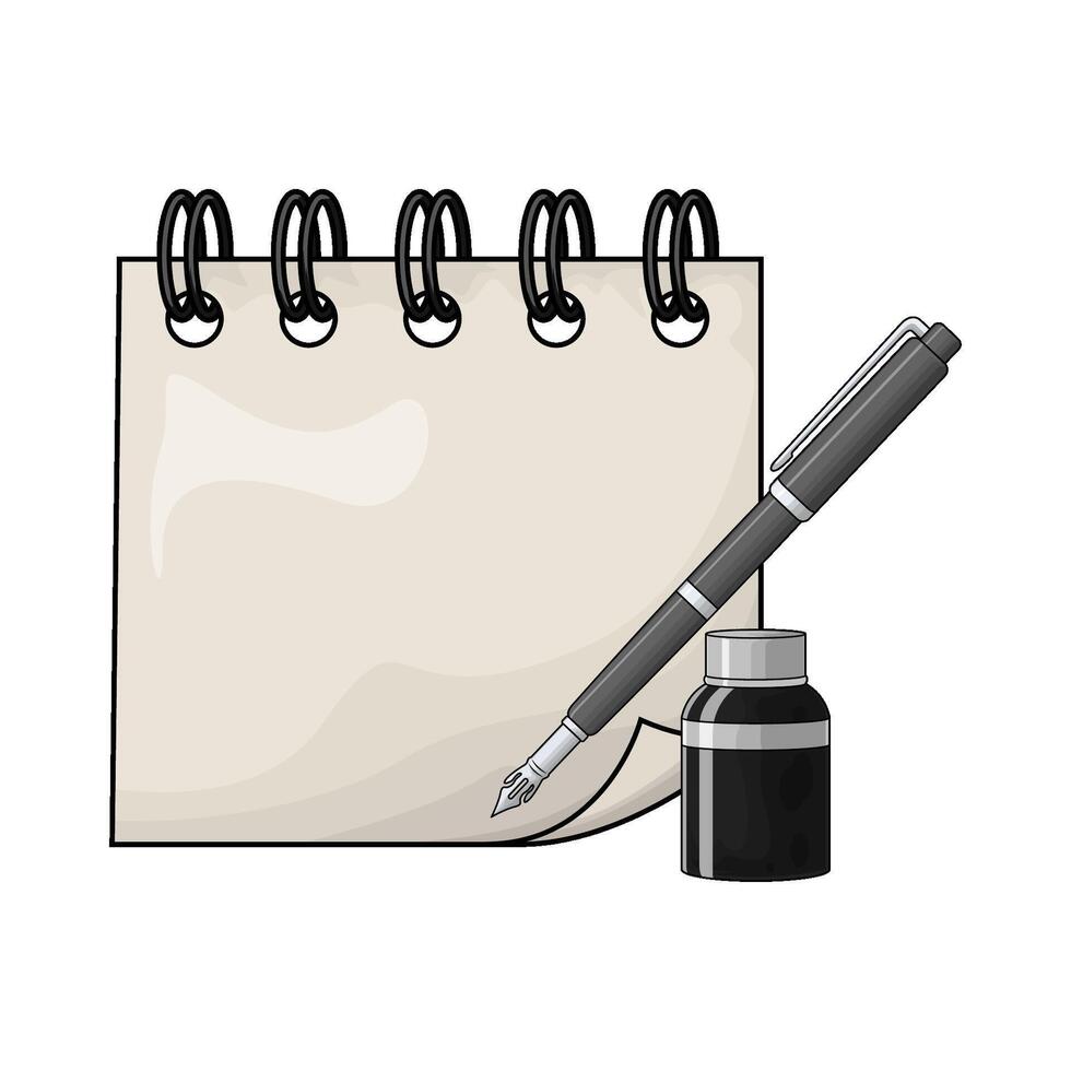 blank notepad with fountain pen vector
