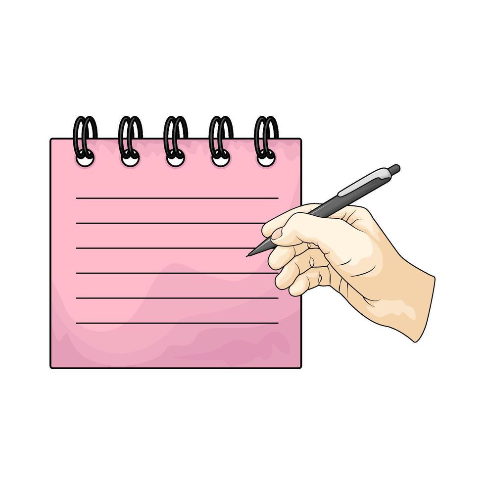illustration of writing on pink notepad vector