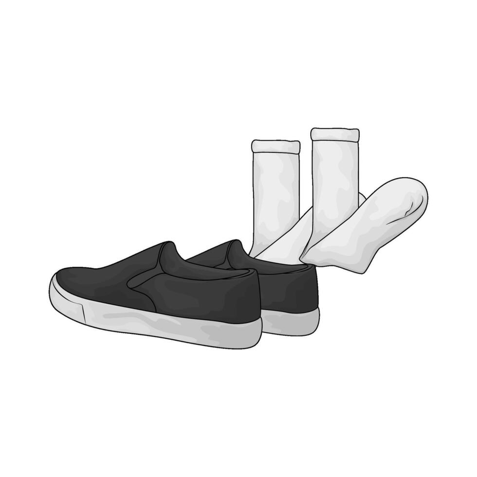black shoes with socks illustration vector