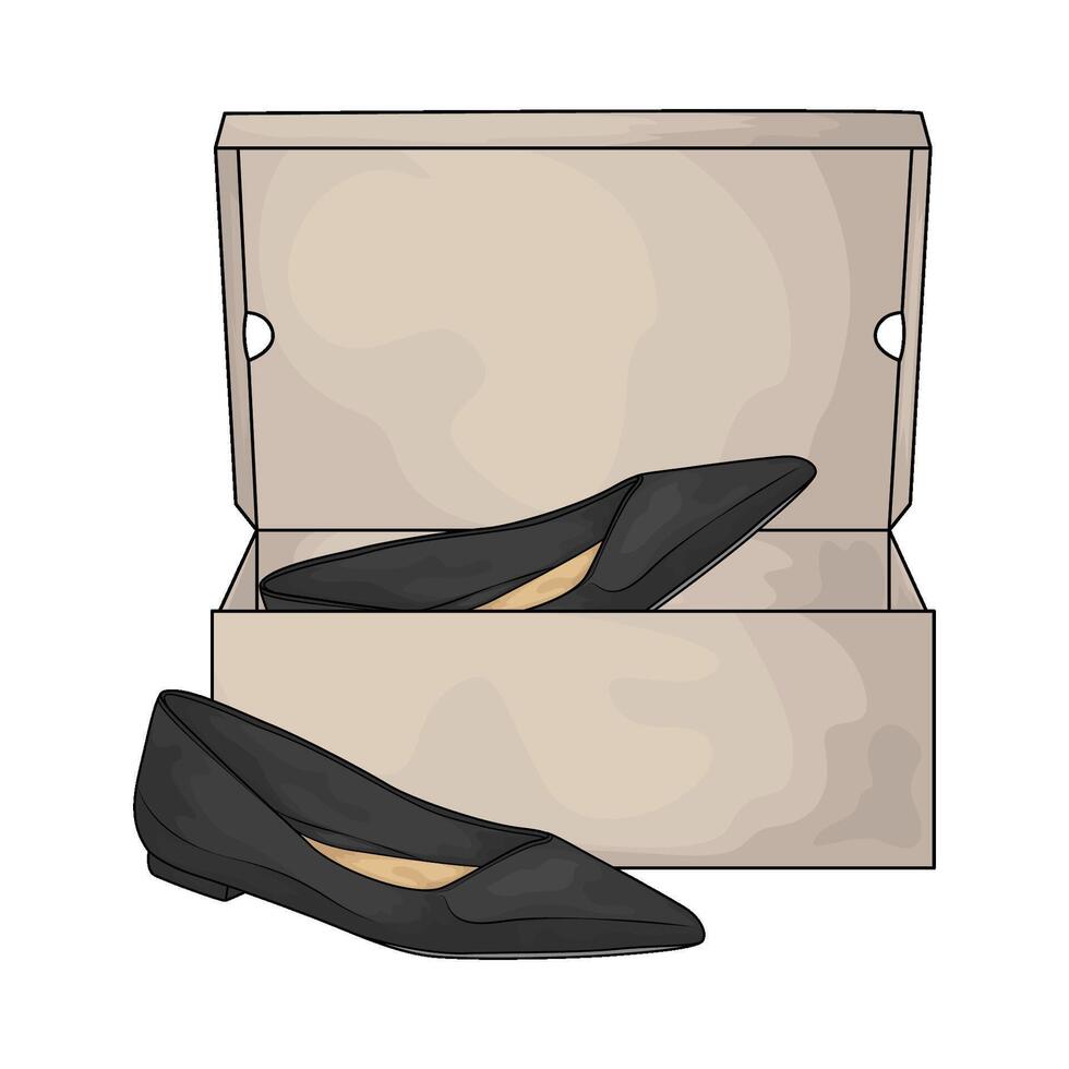 illustration of flat shoes in the box vector
