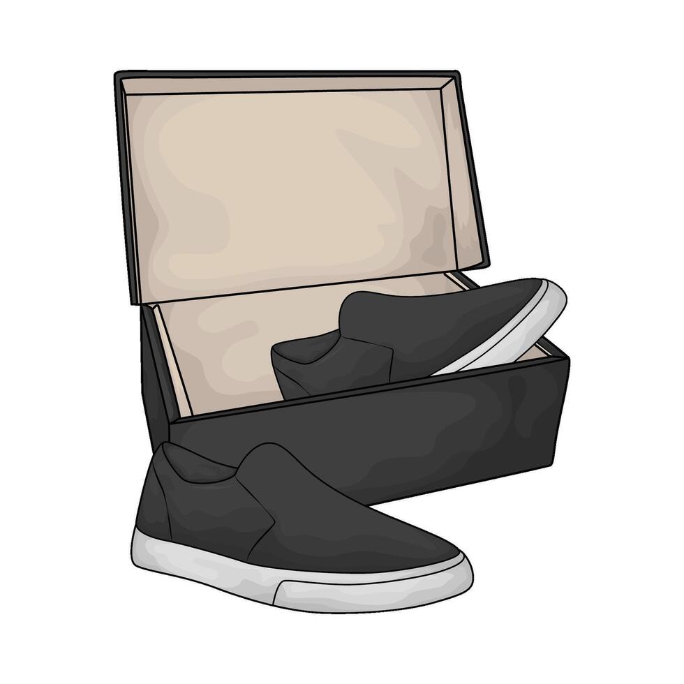 black shoes and black box illustration vector