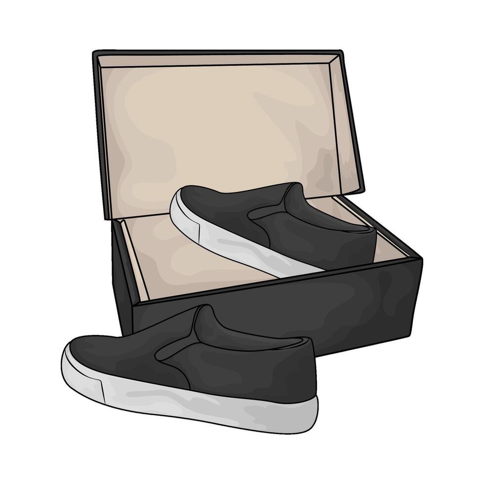 black shoes and black box vector