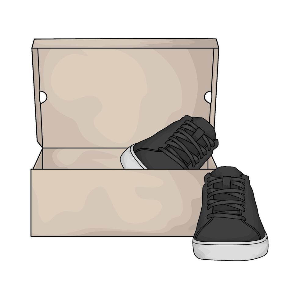 black shoes in box illustration vector
