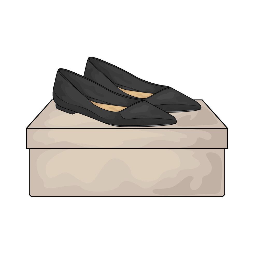 flat shoes on top of shoe box vector