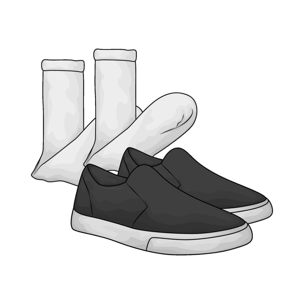 illustration of black shoes with socks vector