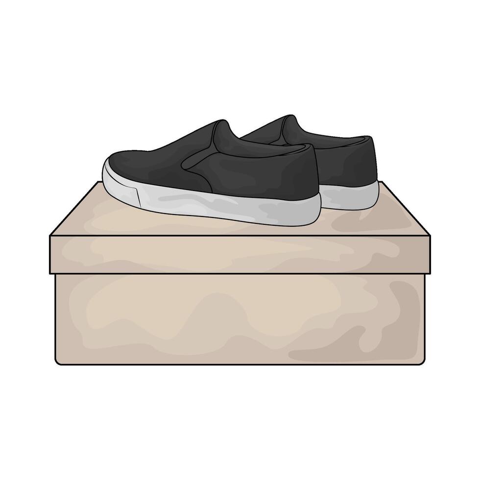 illustration of the black shoes are on the box vector
