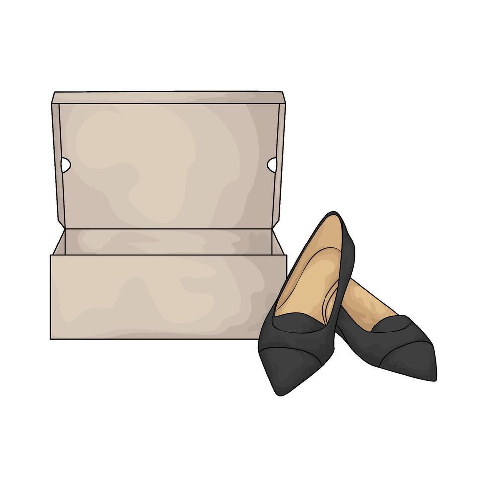 a pair of black flat shoes with box vector