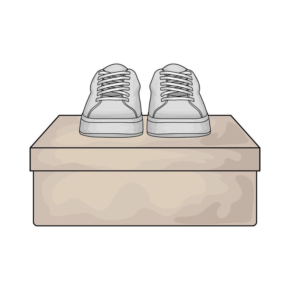 the white shoes are on the box vector