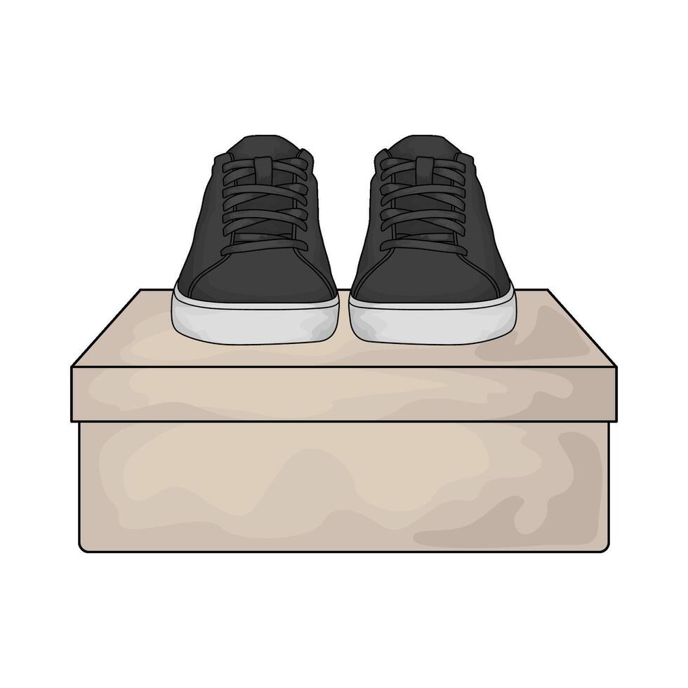 the black shoes are on the box vector