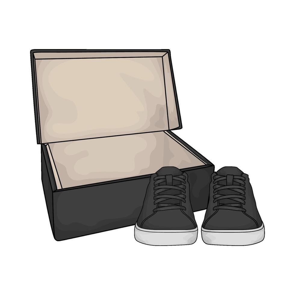 illustration of black shoes and black box vector