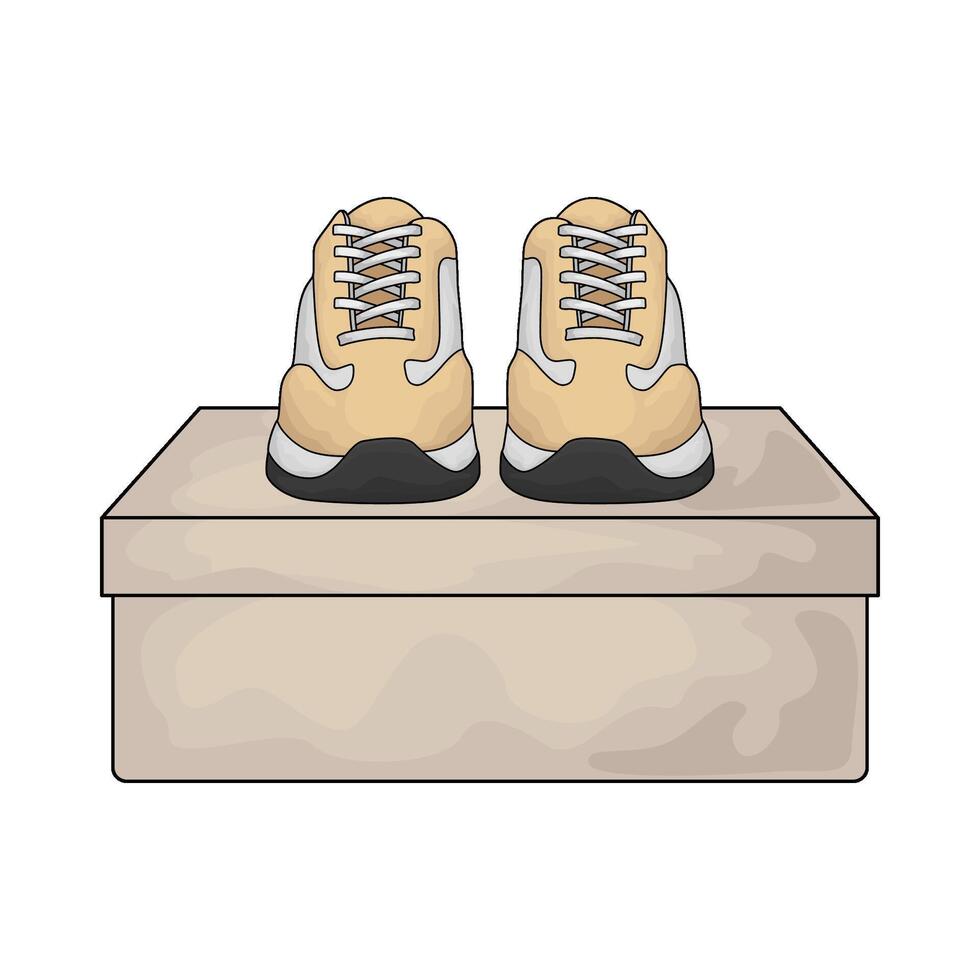 illustration of the shoes are on the box vector