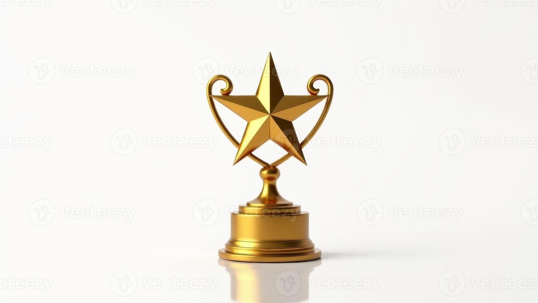 Golden Star Trophy Against White Background photo