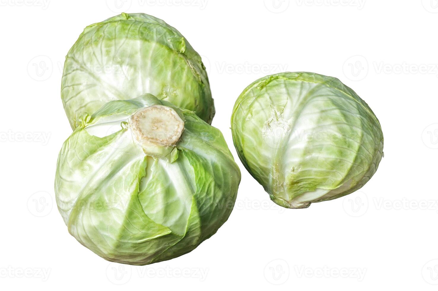 Three cabbage heads on a white background photo