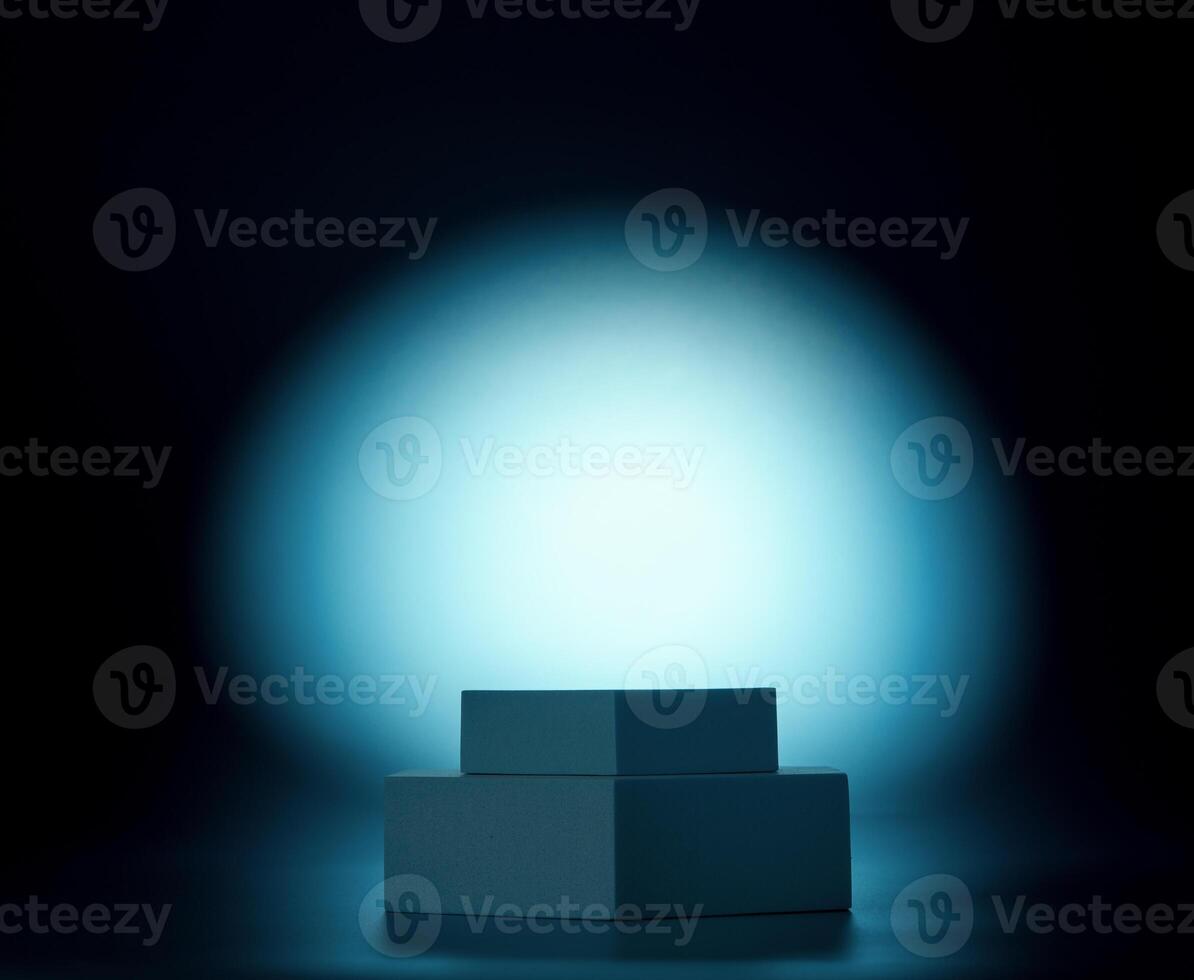 Podium for product presentation on dark blue background photo