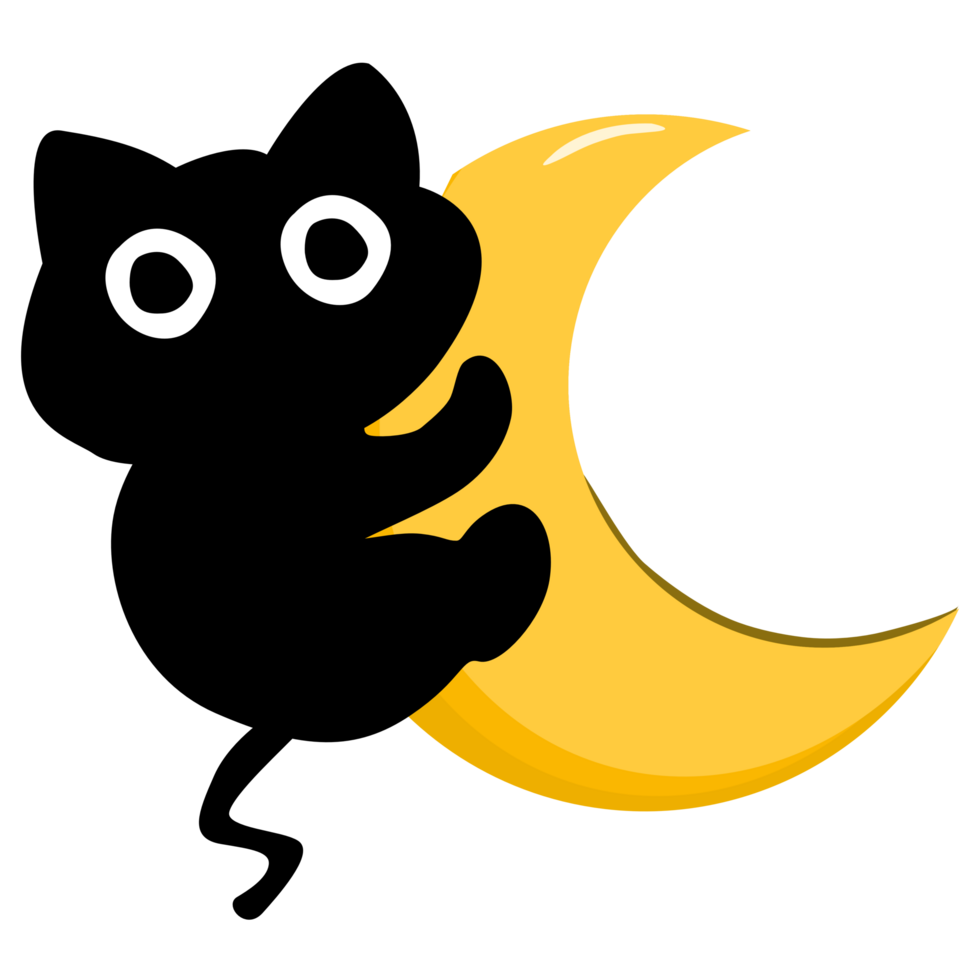 Cute Character Black cat Embracing the Moon png