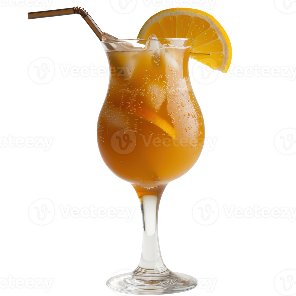A glass of orange juice with a straw png