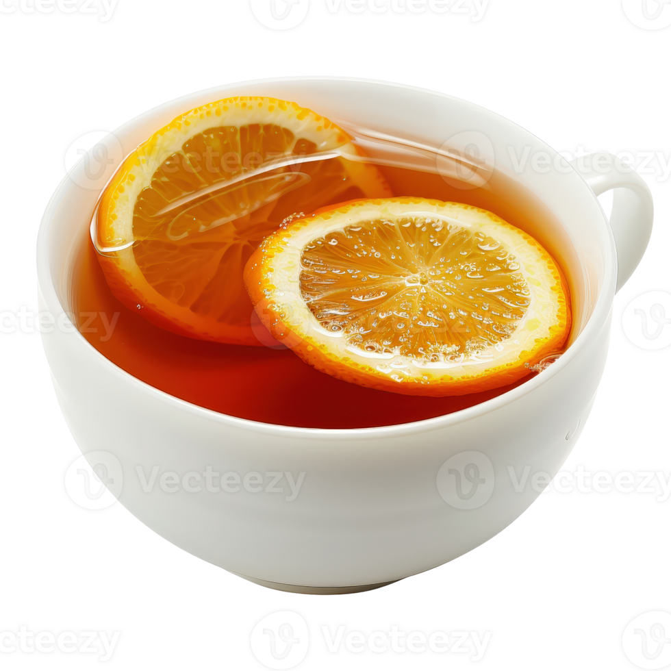 A cup of tea with orange slices png
