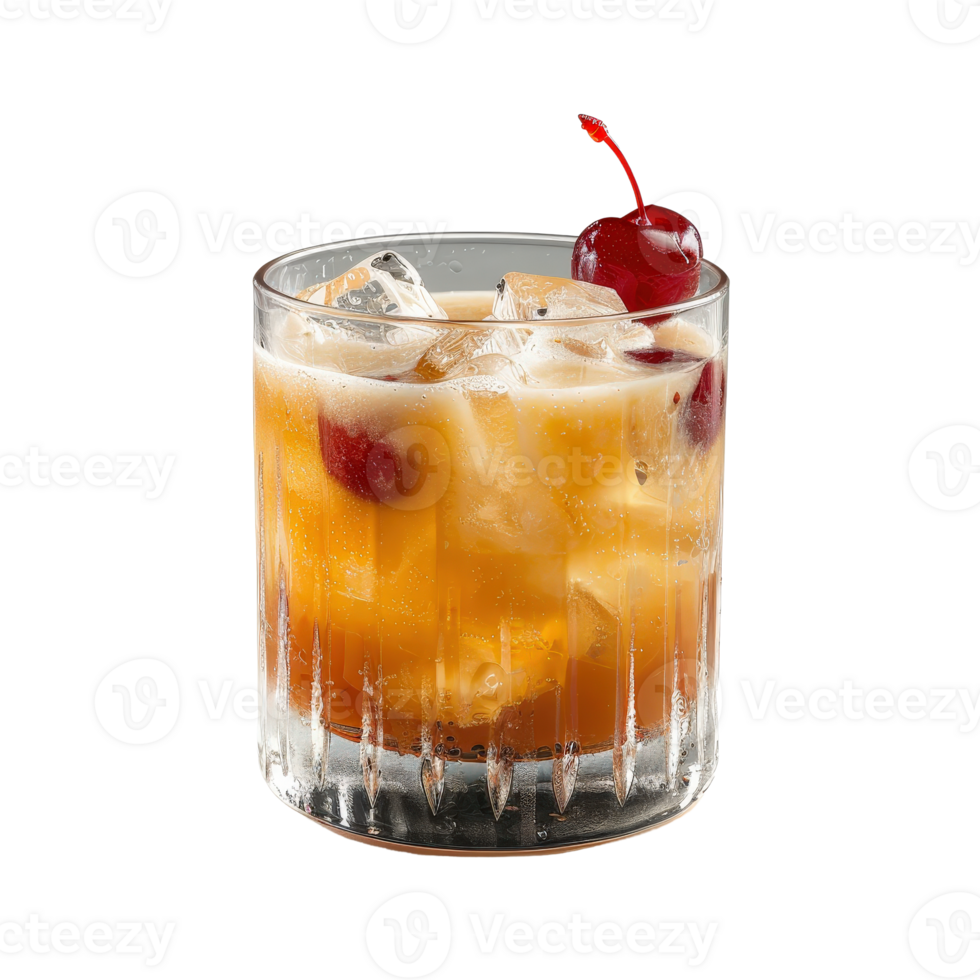 A glass of whiskey with cherries and ice png