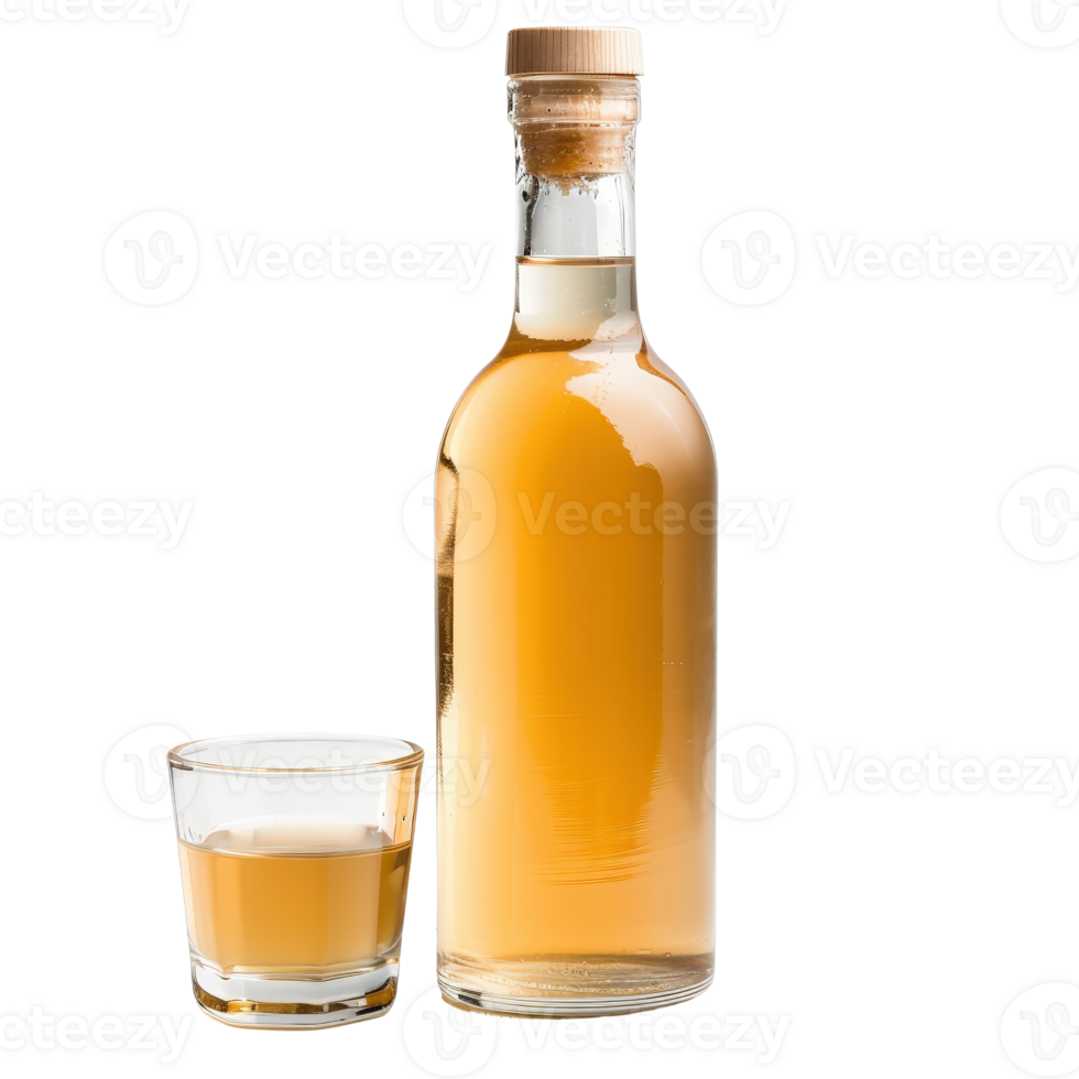 A bottle of whiskey and a shot glass png