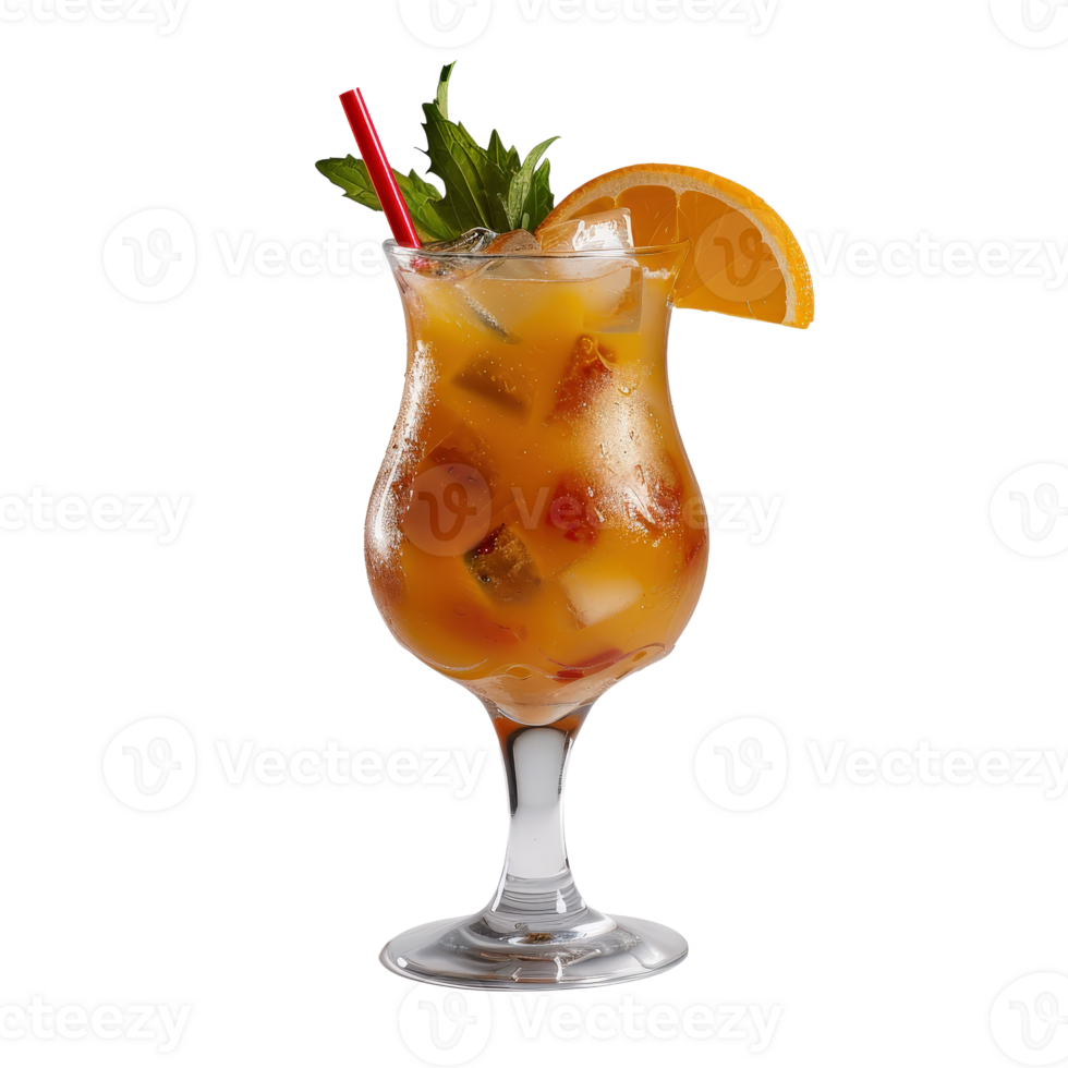 A glass of orange juice with a straw and mint png