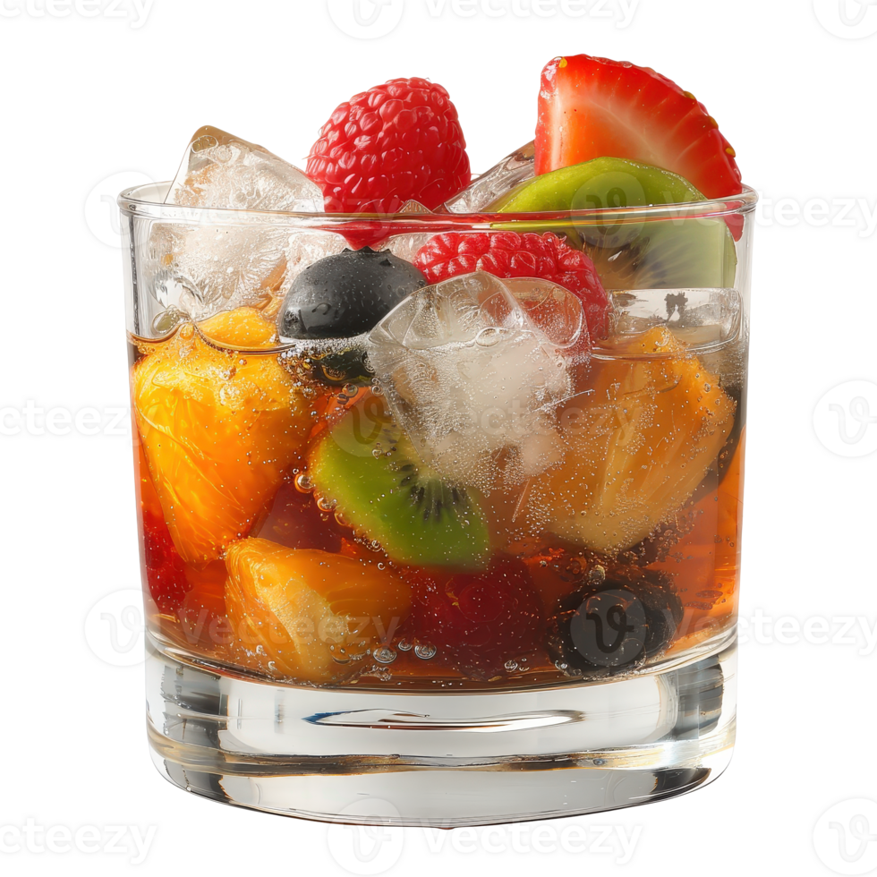 A glass filled with fruit and ice png