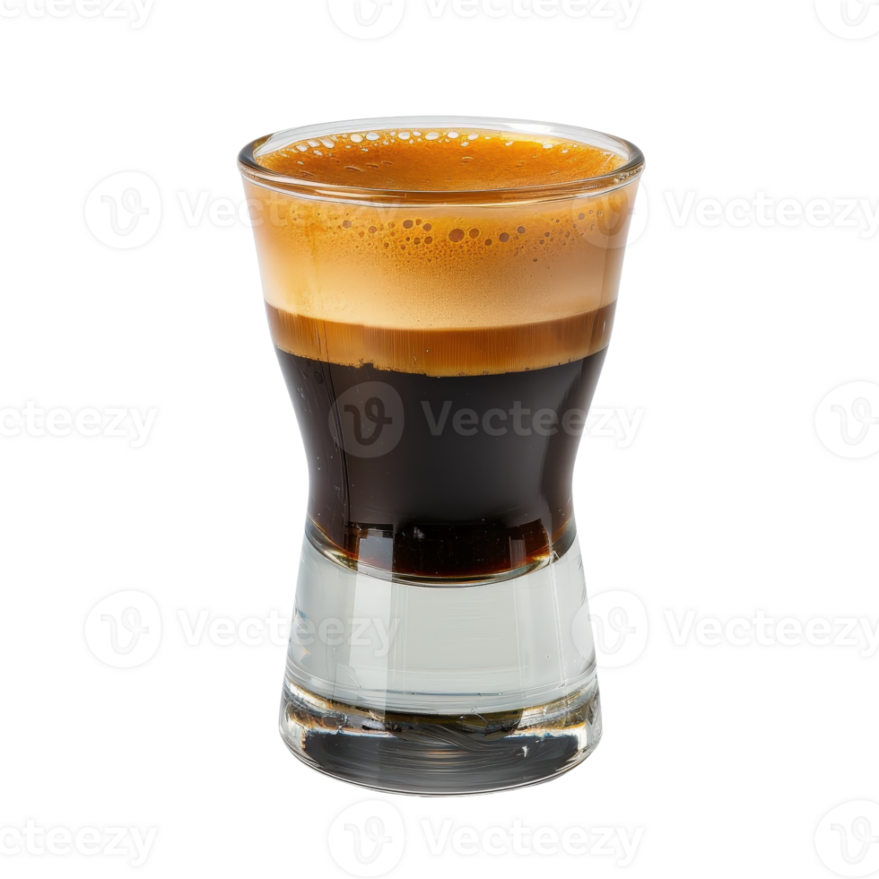 Espresso Shot with Creamy Foam in Clear Glass on . png