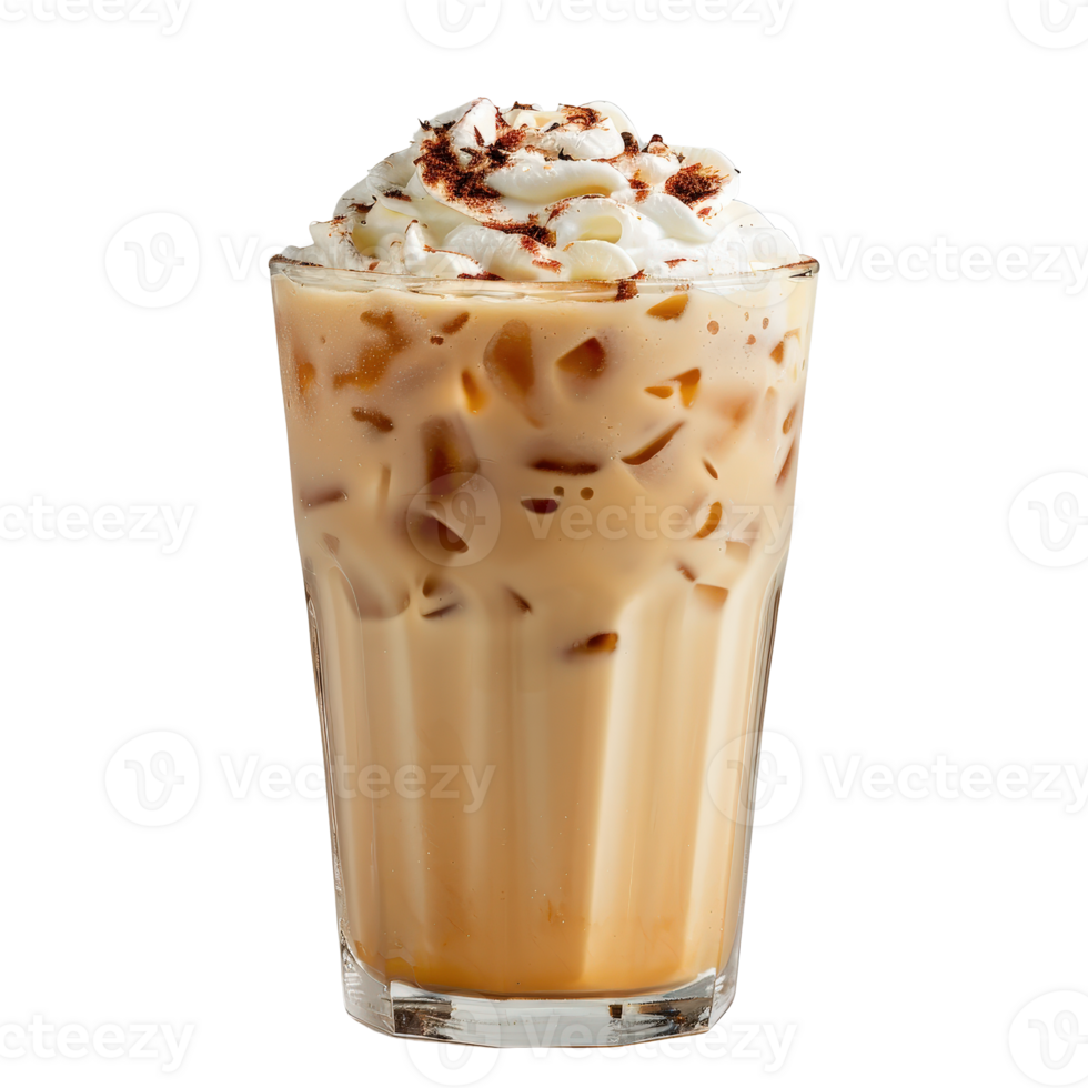 An iced coffee with whipped cream and chocolate chips png