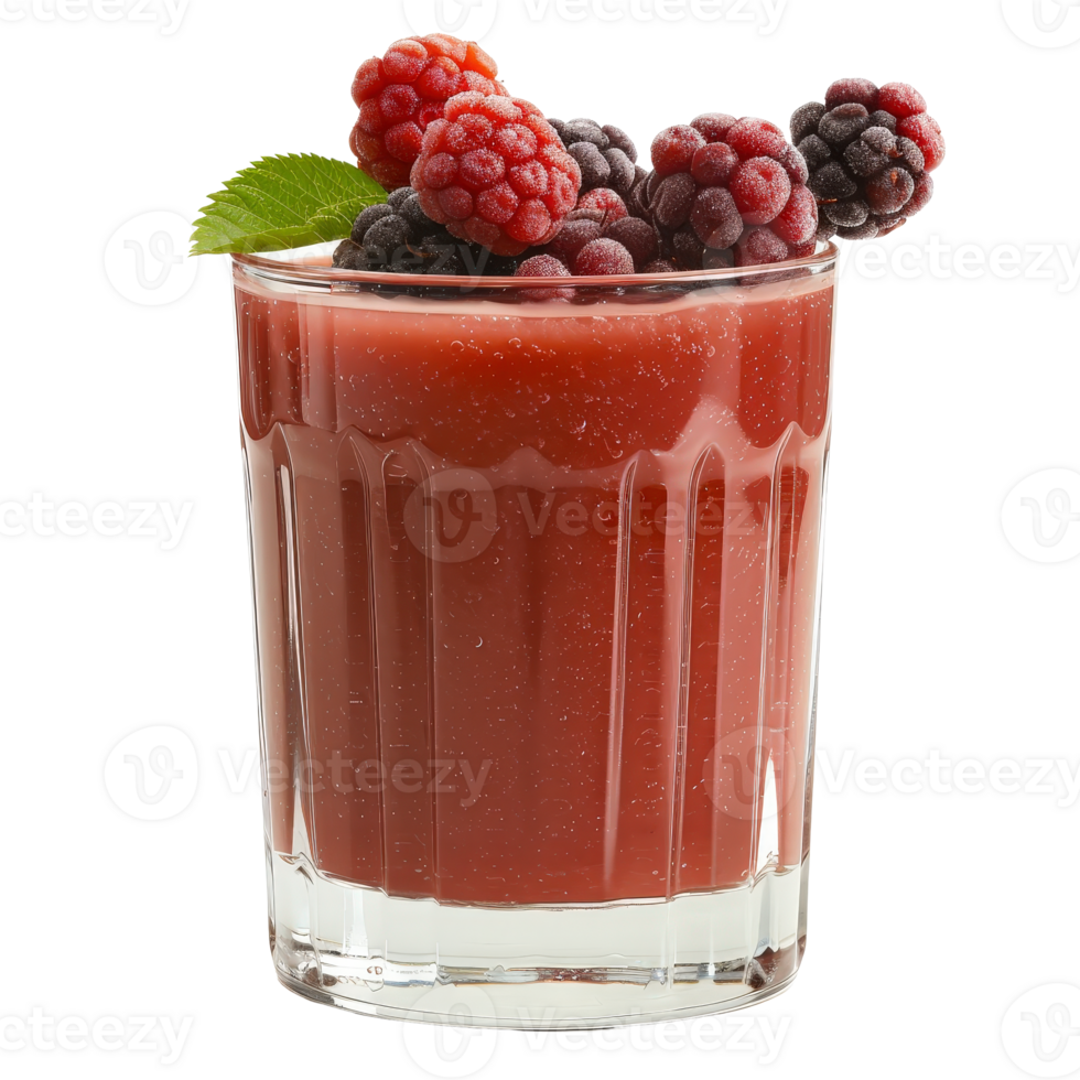 A glass filled with berries and a leaf png