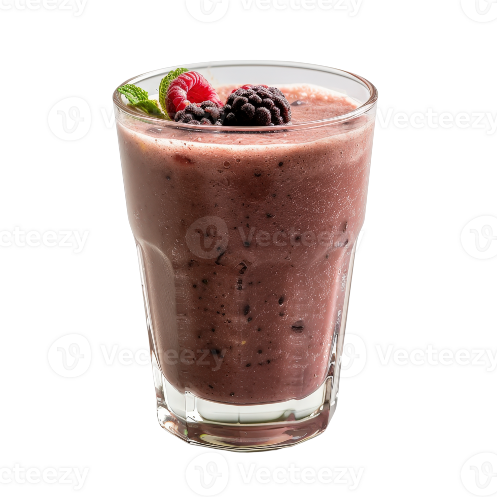 Refreshing Berry Smoothie with Raspberries and Blackberries in Clear Glass on . png