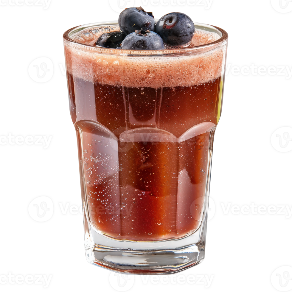 Refreshing Berry Sparkler with Blueberries in a Clear Glass with Bubbling Soda png