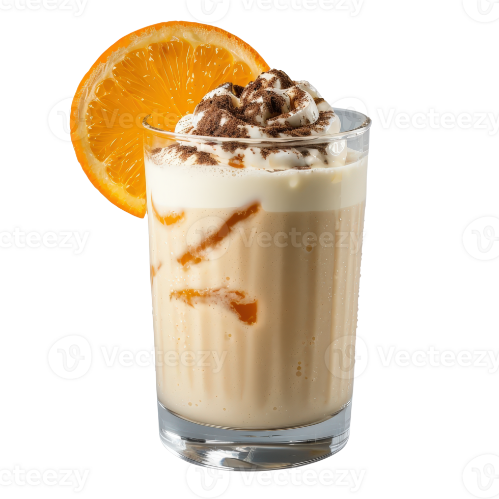 Refreshing Creamy Beverage with Whipped Topping and Orange Slice for Summer Enjoyment png