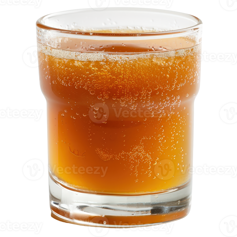 Refreshing Carbonated Beverage in a Clear Glass with Bubbles and Rich Color png