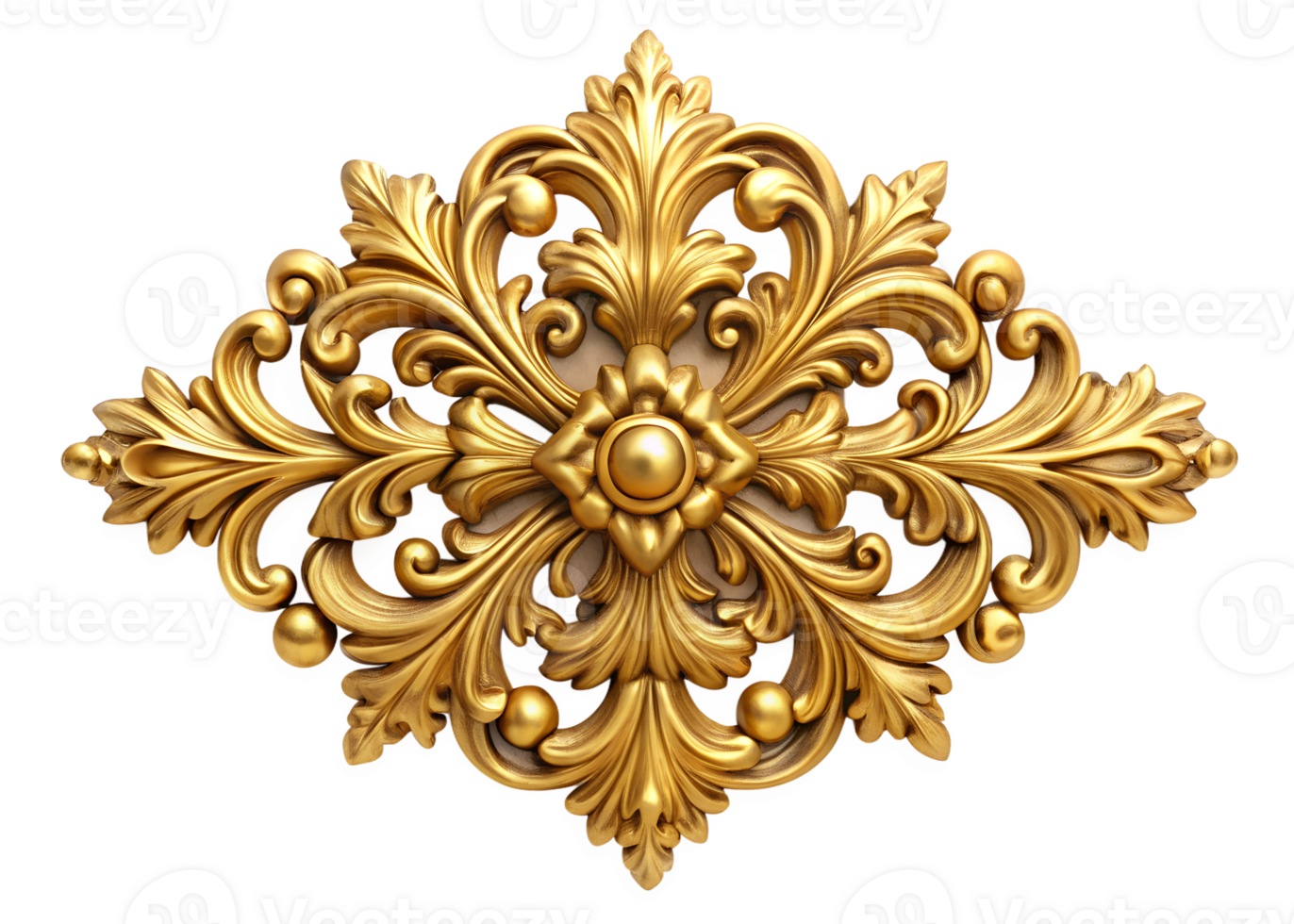 3d golden baroque ornament png