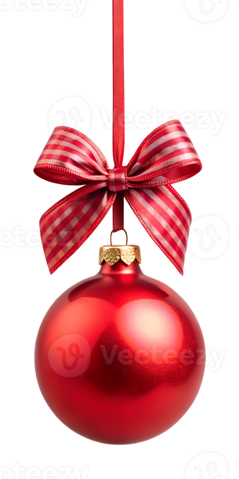 red Christmas ball with bow png