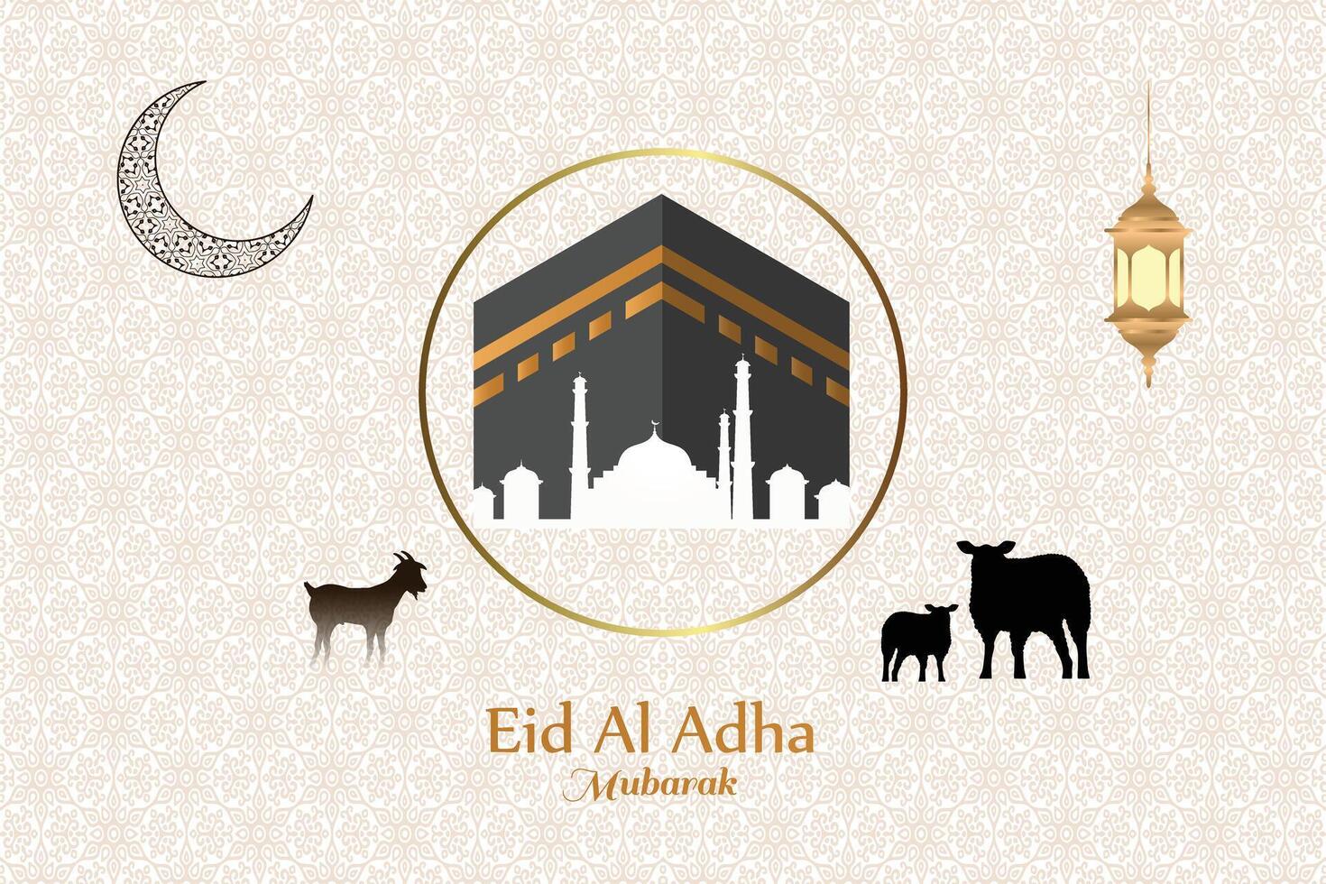 Eid al adha design with kabba vector