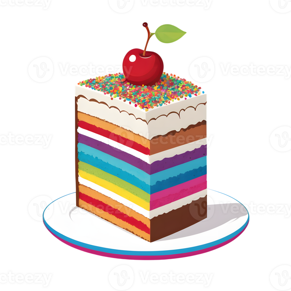 A slice of cake with a cherry on top png
