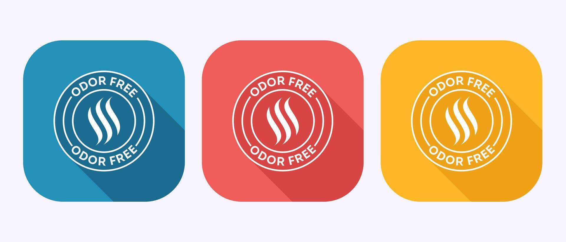 Odor control icon design, Odor free label in shadow button design vector