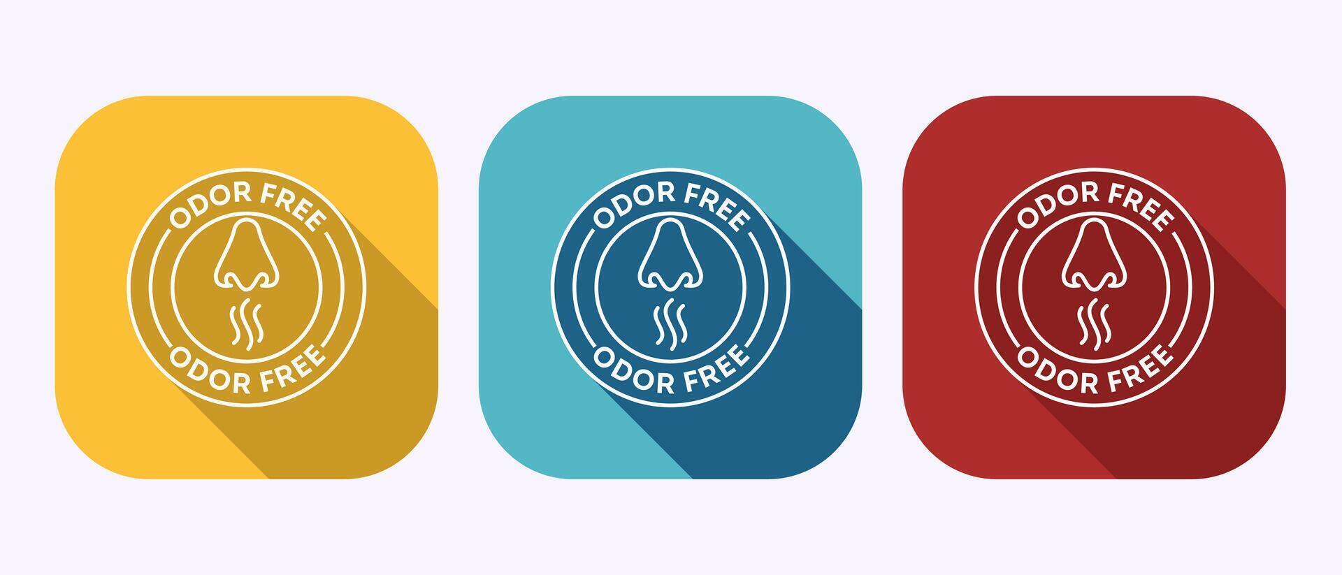 Odor control icon illustration. Anti bad smell icon, Odor free label in shadow button design vector
