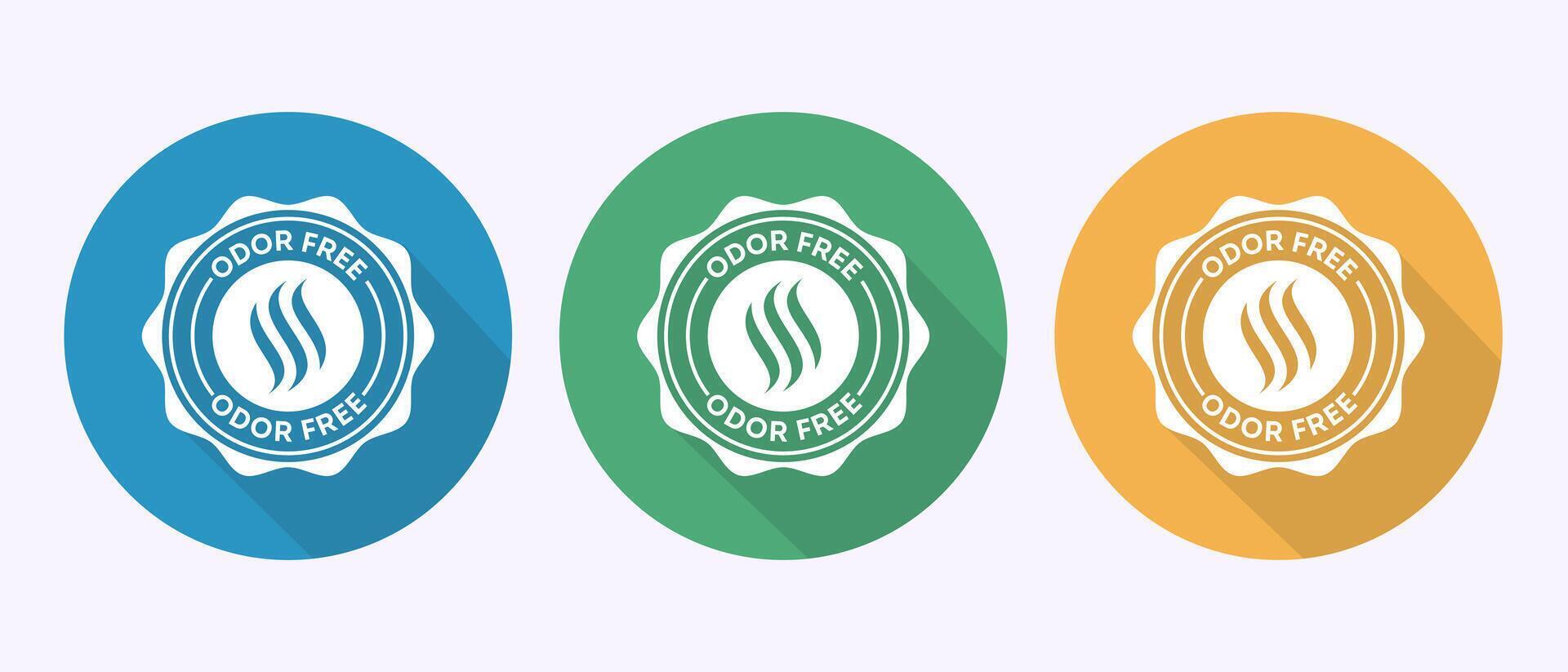 Odor control icon design. Anti bad smell icon, Odor free label in shadow button design vector