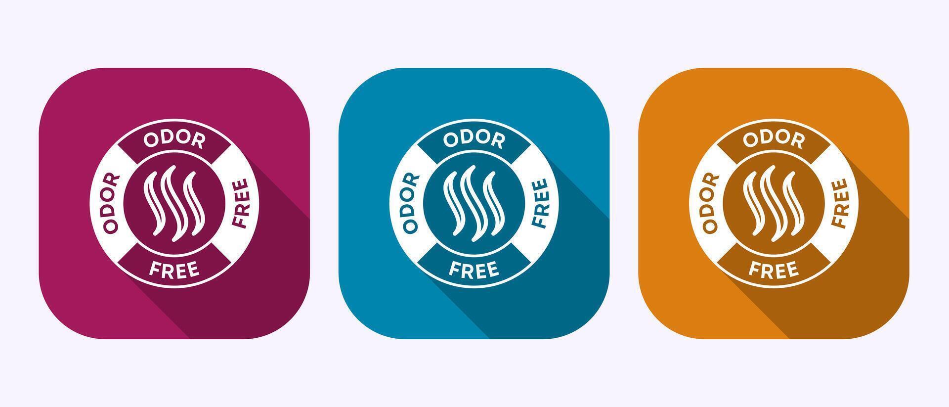 Odor control icon design illustration. Odor free label in shadow button design vector