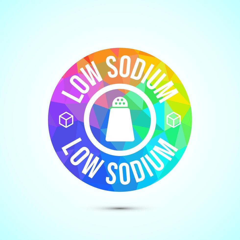 Low sodium icon design illustration, Salt free symbol in low poly style vector
