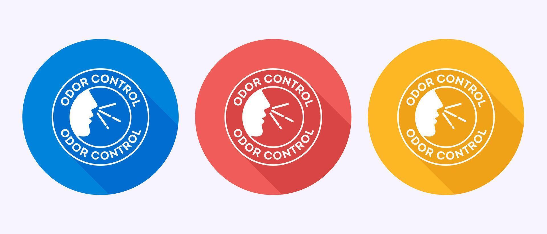 Odor control icon. Odor free label in shadow button design vector