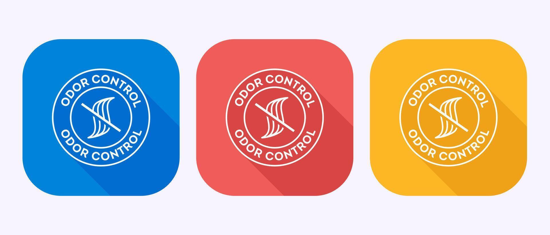 Odor control icon illustration. Odor free label in shadow button design vector