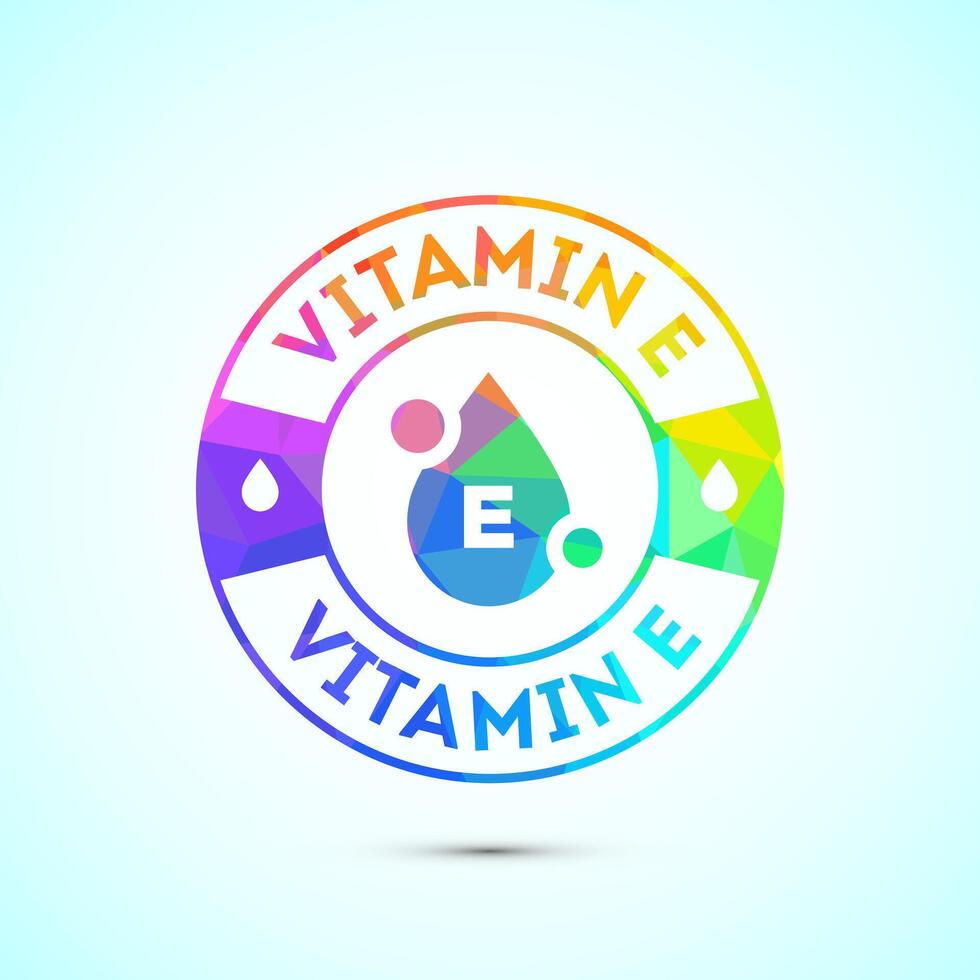 Vitamin E icon illustration. Vitamin E sign symbol in low poly style vector