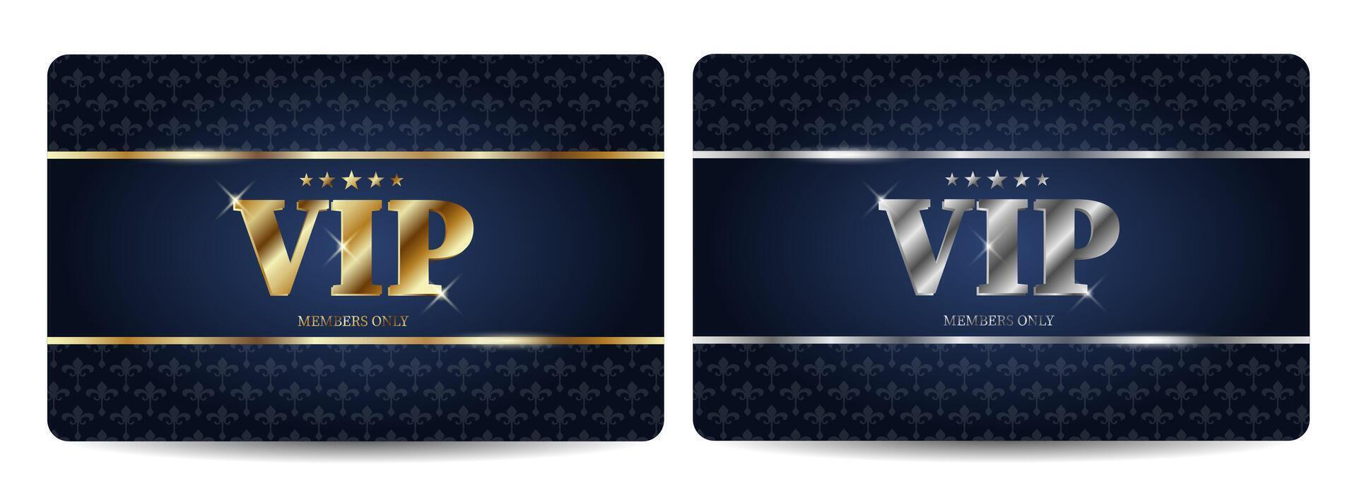 Set of two dark blue VIP cards vector