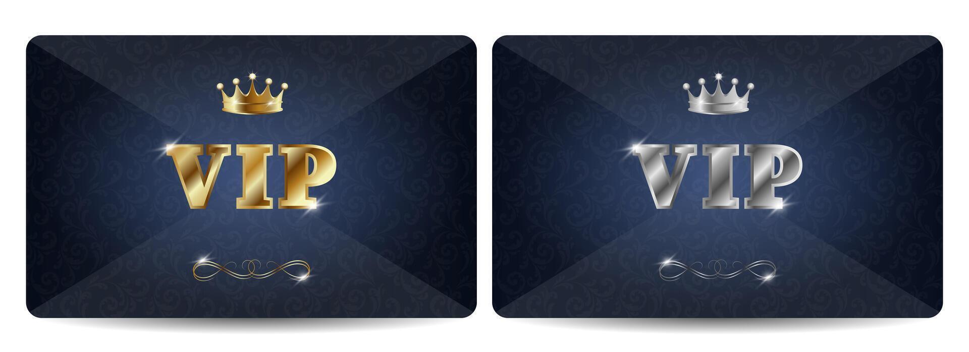 Set of two vip cards on blue background vector